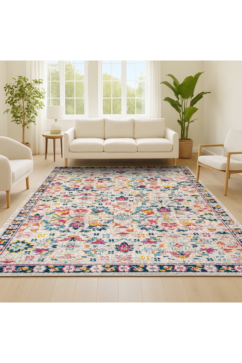 Modern Persian Boho Floral Area Rug, Alternate, color, Beige/Multi