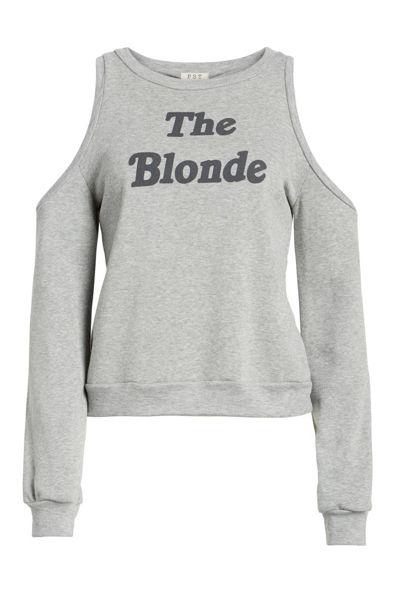 The Blonde Cold Shoulder Sweatshirt, Alternate, color, HEATHER GRAY