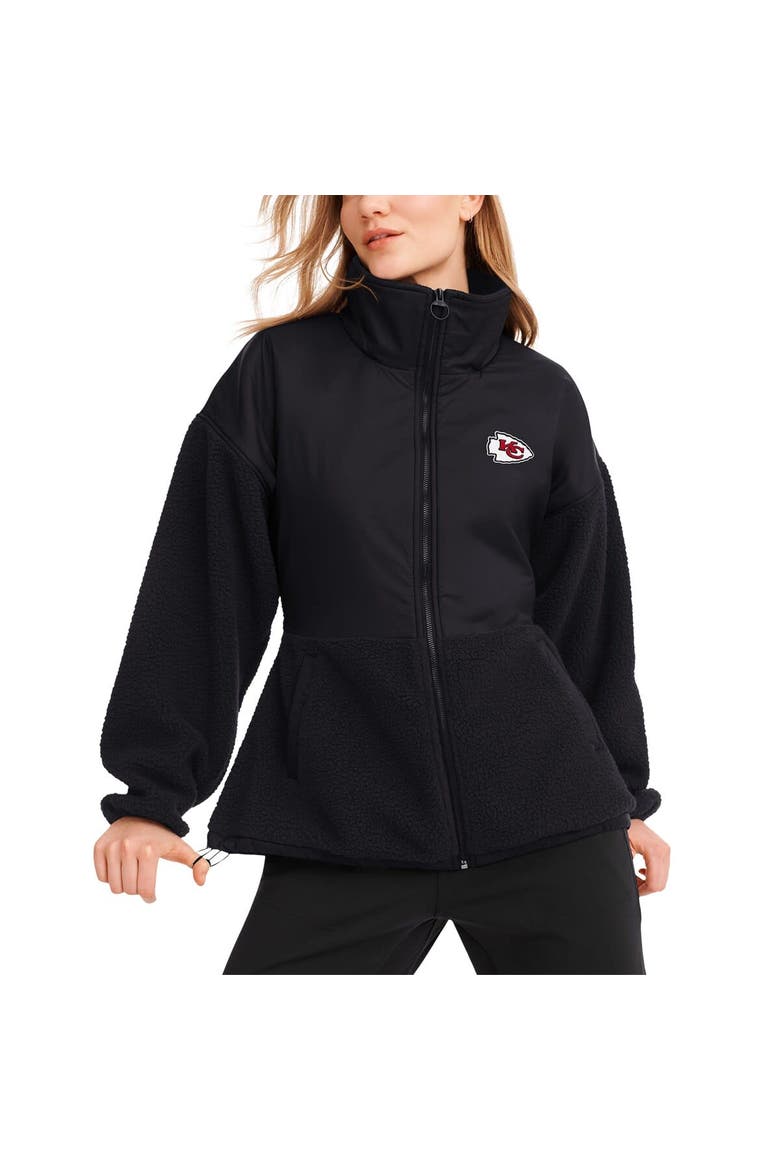 Women's DKNY Sport  Black Kansas City Chiefs Drew Mixed Media Full-Zip Jacket, Main, color, Black