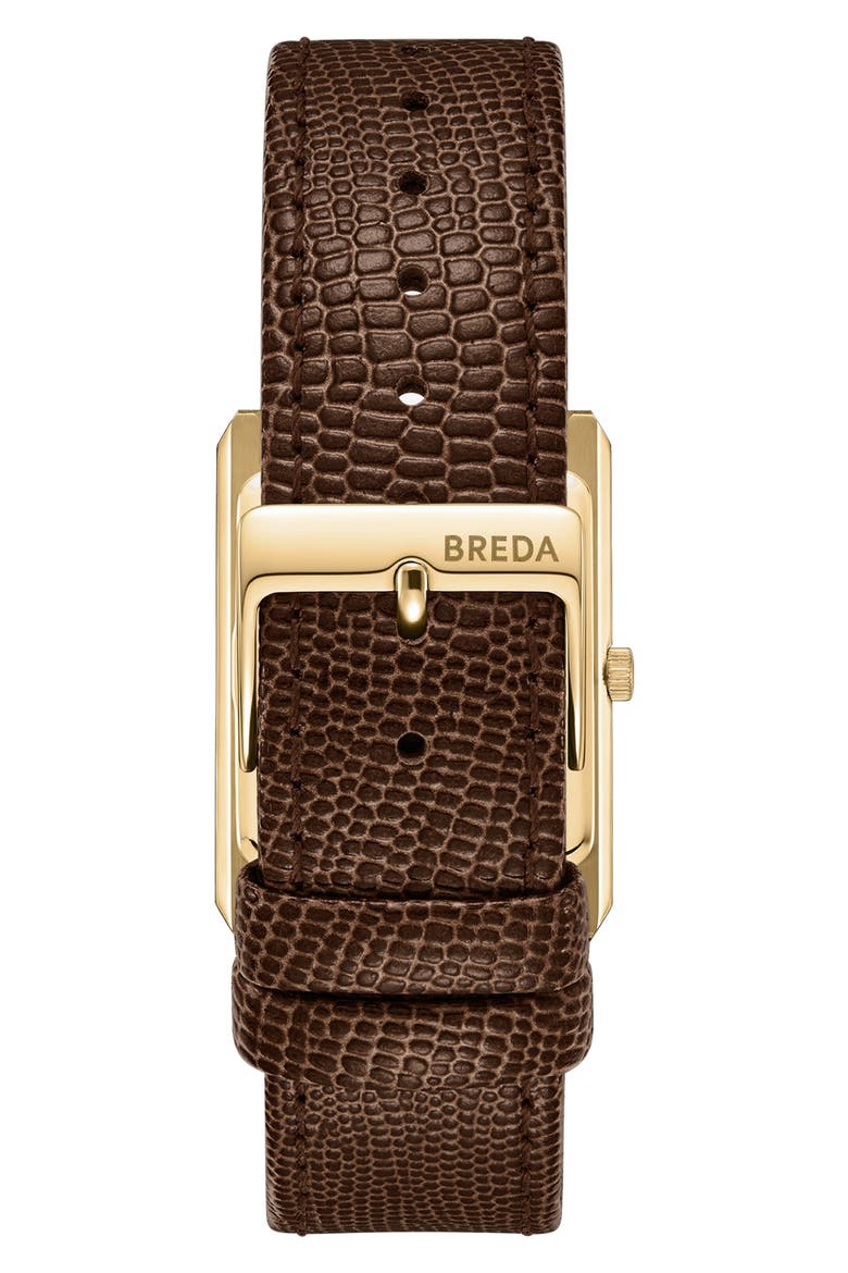 Virgil Leather Strap Two-Tone Tank Watch, 26mm x 35mm, Alternate, color, GOLD
