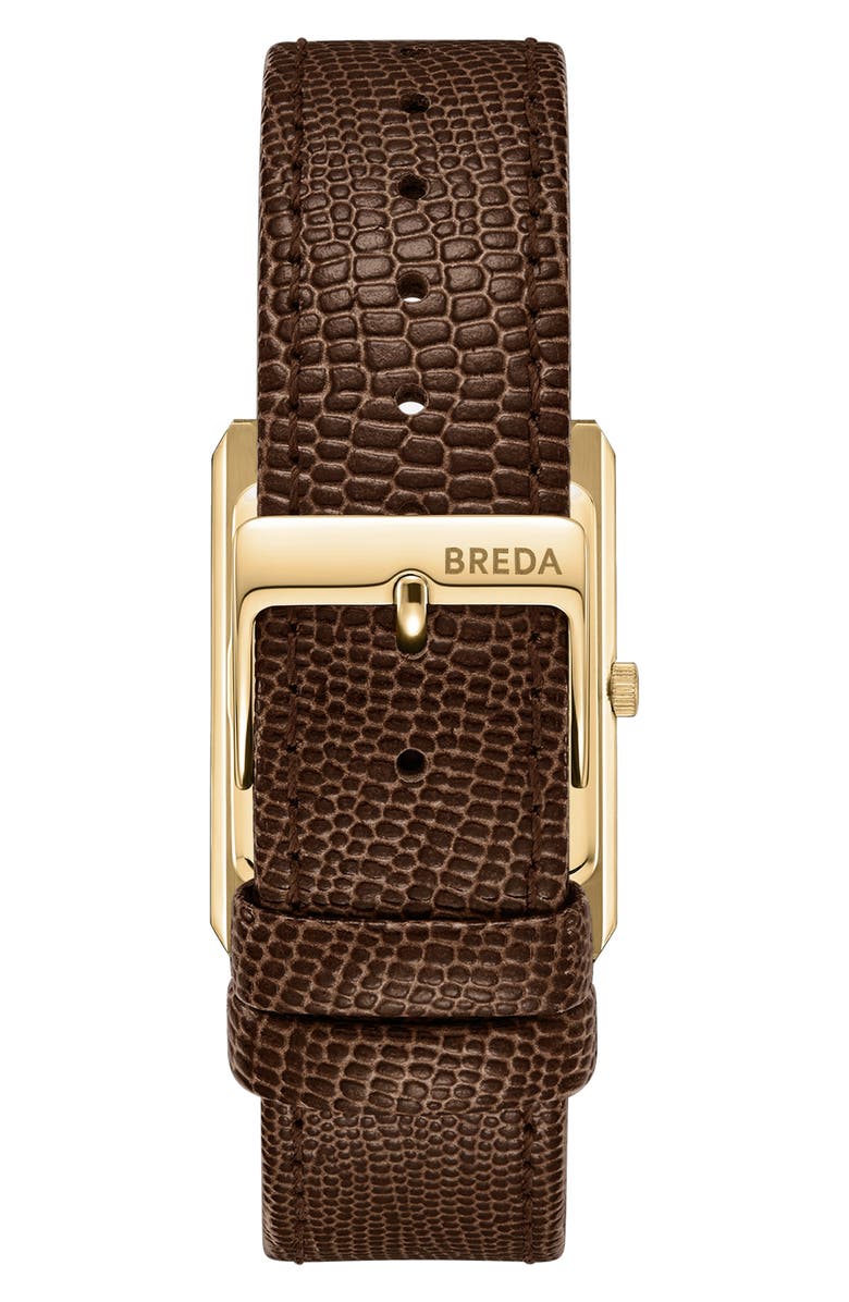 BREDA Virgil Leather Strap Two-Tone Tank Watch, 26mm x 35mm, Alternate, color,
