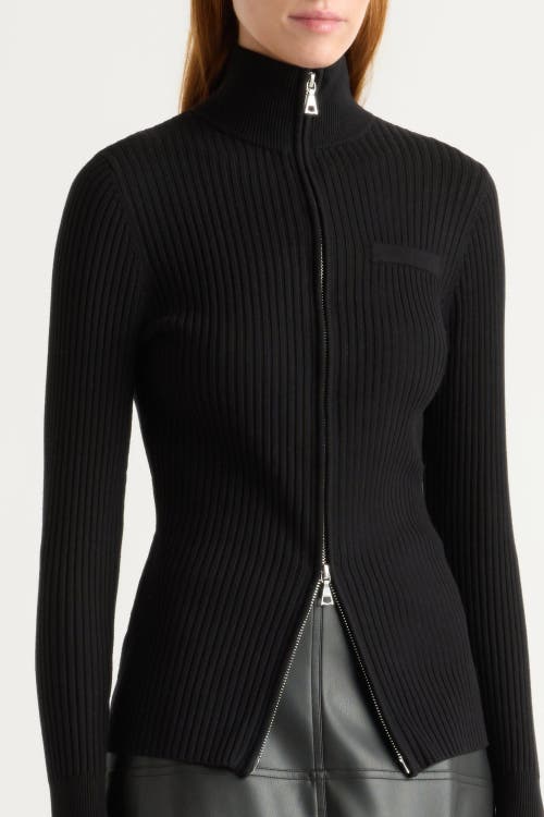 Modern Citizen Kaine Ribbed Two Way Zip Sweater In Black
