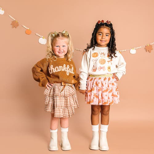 Sweet Wink Thankful Thanksgiving Knit Sweater In Brown