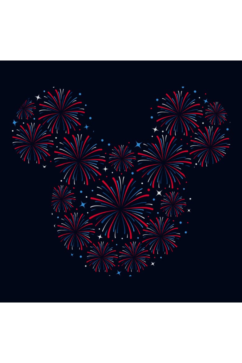 Girl's Mickey & Friends Fireworks Logo  Graphic T-Shirt, Alternate, color, Navy Blue