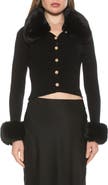 Alexia Admor Taytum Button-Down Cardigan with Faux Fur Trim