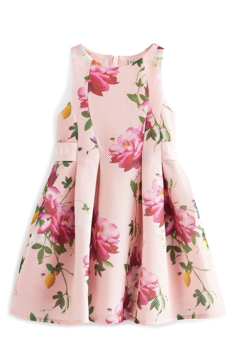 Baker by Ted Baker Kids' Airtex Floral Scuba Dress, Main, color, 