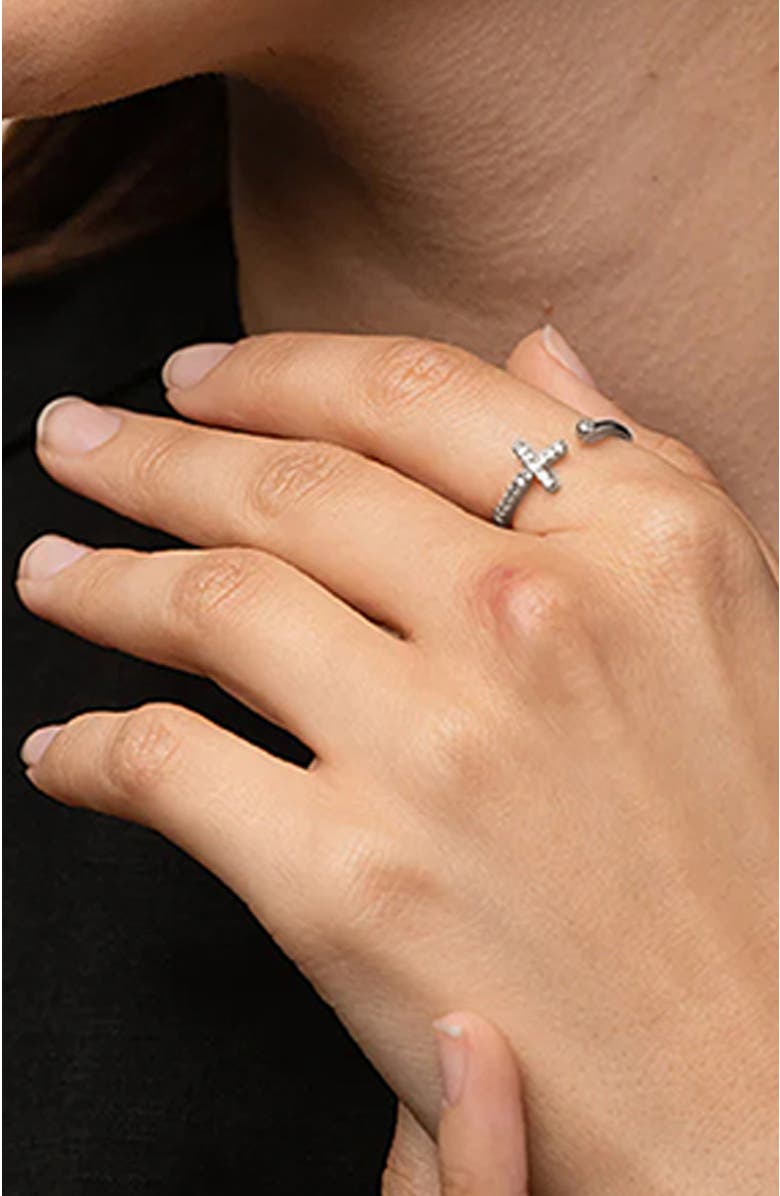 Bearfruit Jewelry 14k Gold Plated Cross Ring Faith Jewelry Minimalist Holiday Gift Guide, Alternate, color, Silver