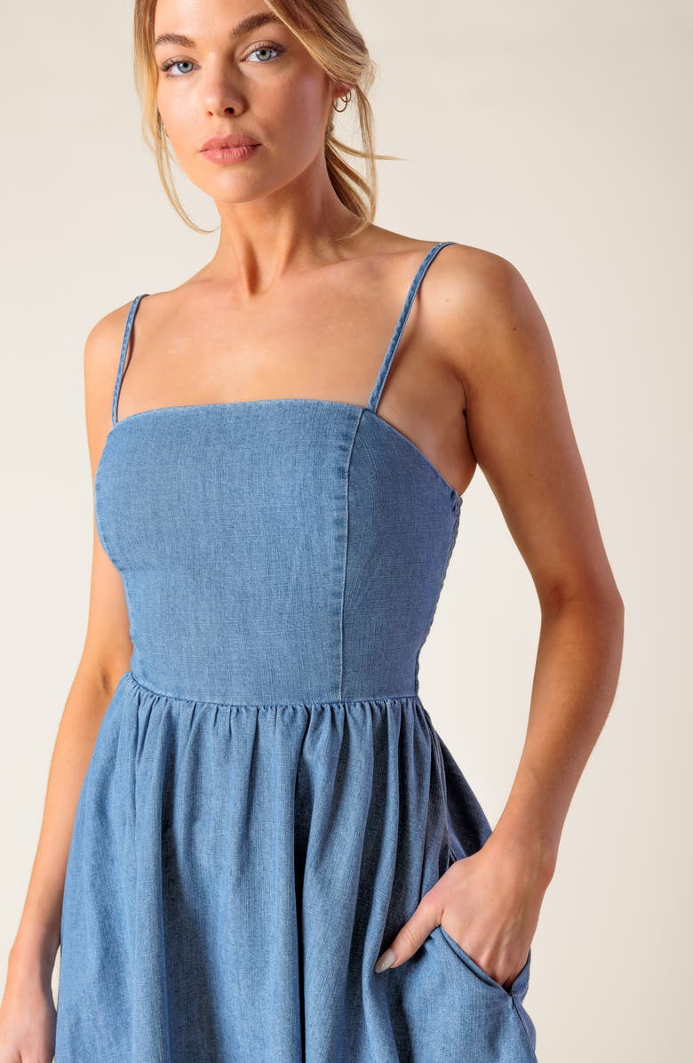 FLYING TOMATO Cutout Chambray Minidress, Alternate, color,