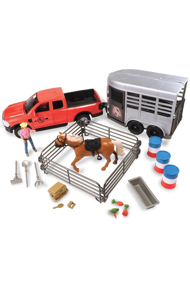 Truck & Horse Trailer Adventure, 24 piece Rodeo Toy Playset, 3+, Main, color, Multicolored