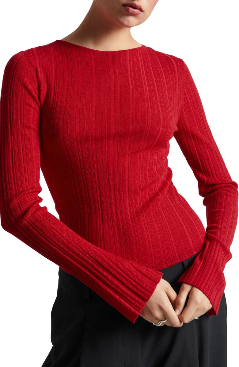 & Other Stories Bell Sleeve Wool Rib Sweater, Main, color, 