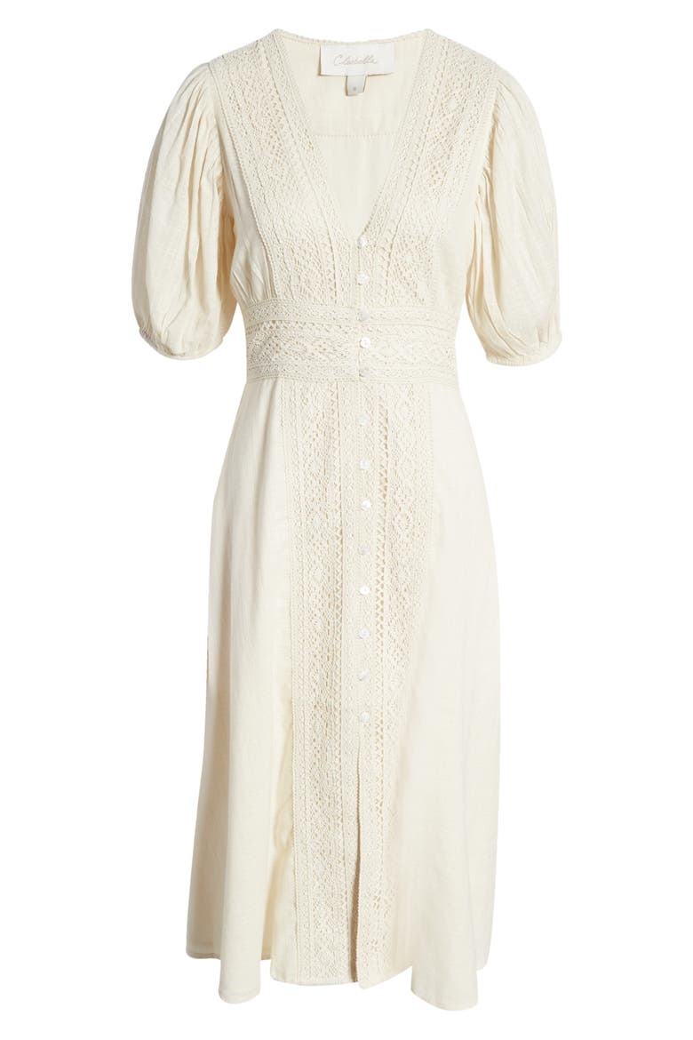 Magnolia Button Front Midi Dress, Alternate, color, CREAM