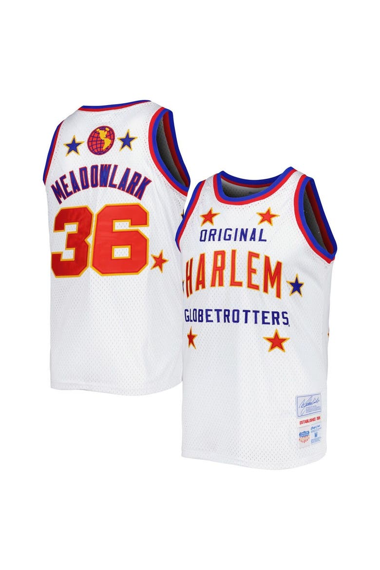 Men's Rings & Crwns Meadowlark Lemon White Harlem Globetrotters Swingman Jersey, Main, color, White