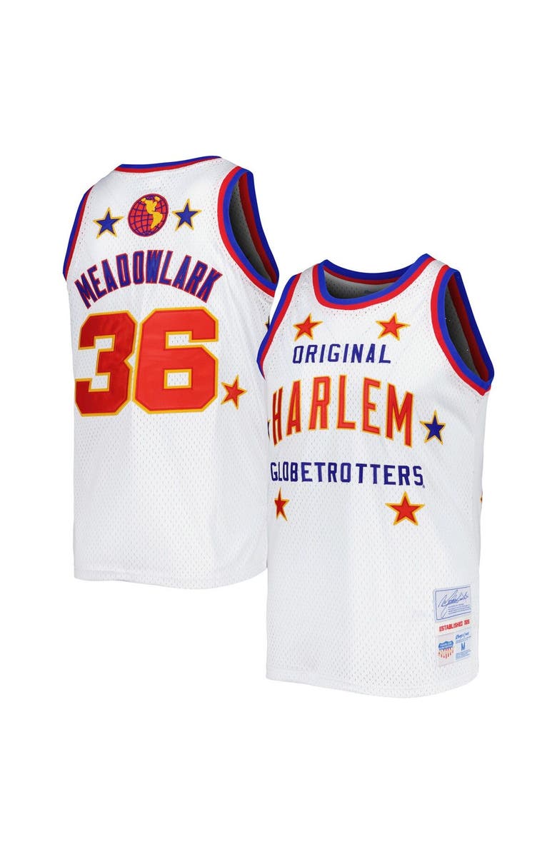 RINGS & CRWNS Men's Rings & Crwns Meadowlark Lemon White Harlem Globetrotters Swingman Jersey, Main, color, White