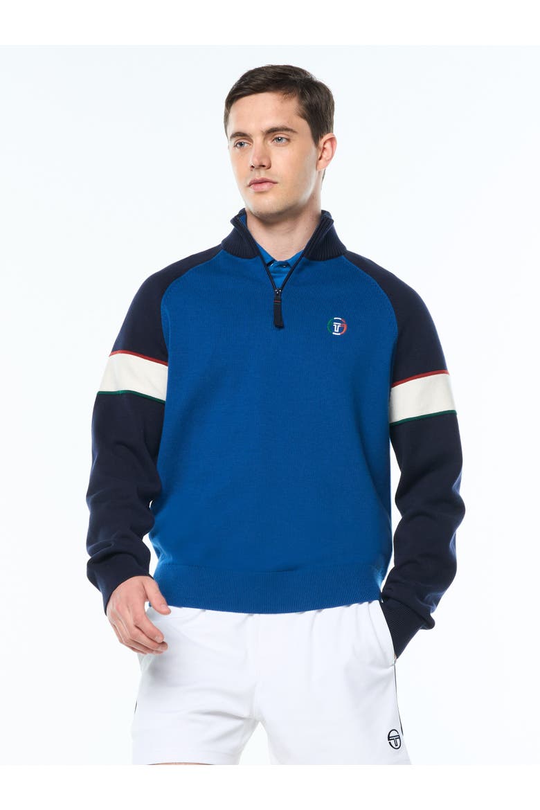 Tricolore Quater-Zip Sweater, Main, color, MARITIME BLUE