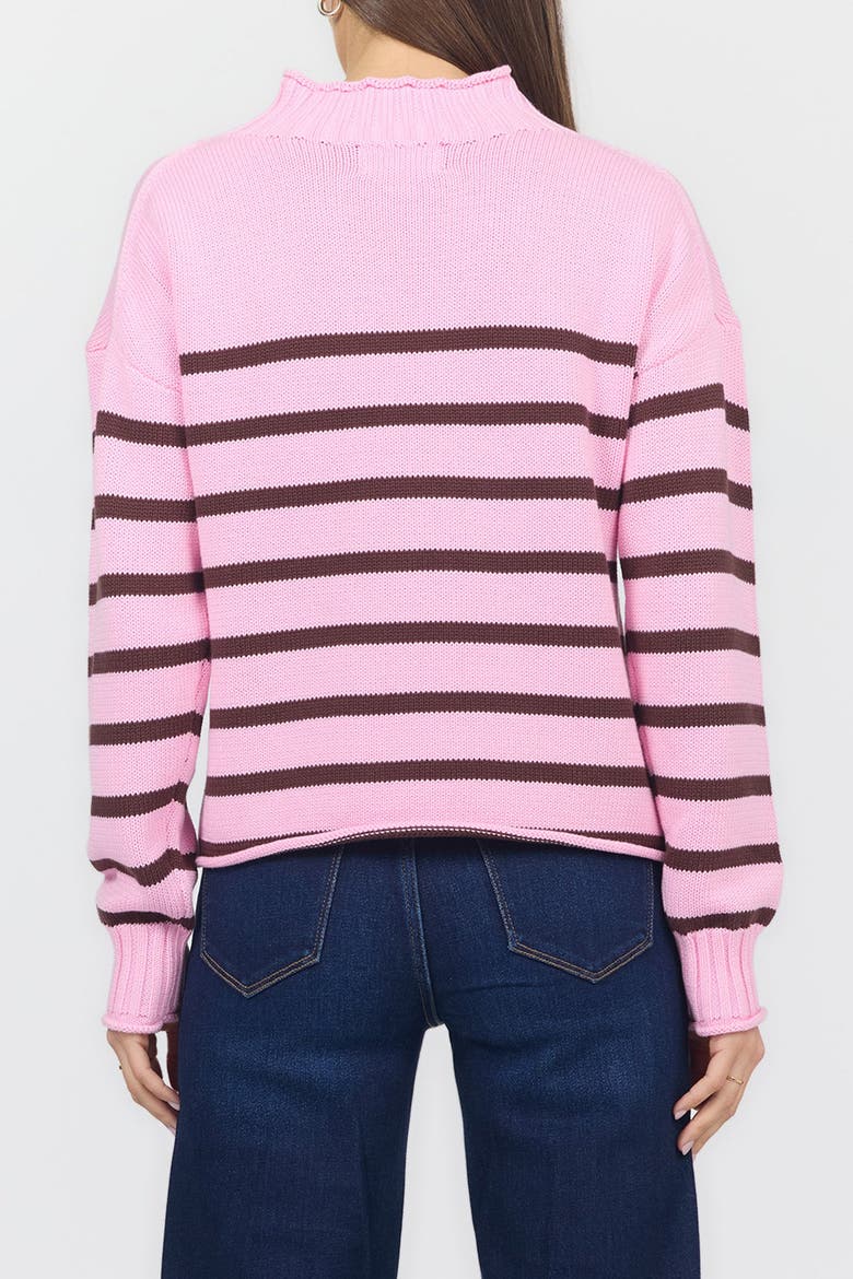 Solana Long Sleeve Funnel Neck Roll Neck Stripe Sweater, Alternate, color, Cashmere Rose