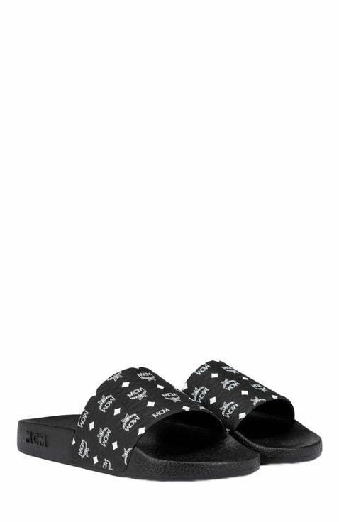 Women's Monogram Print Rubber Slides