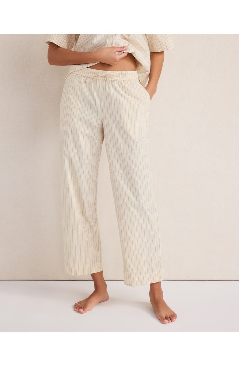 Haven Well Within Organic Cotton Poplin Stripe Pajama Pants, Main, color, Hedges Stripe Corn Stalk