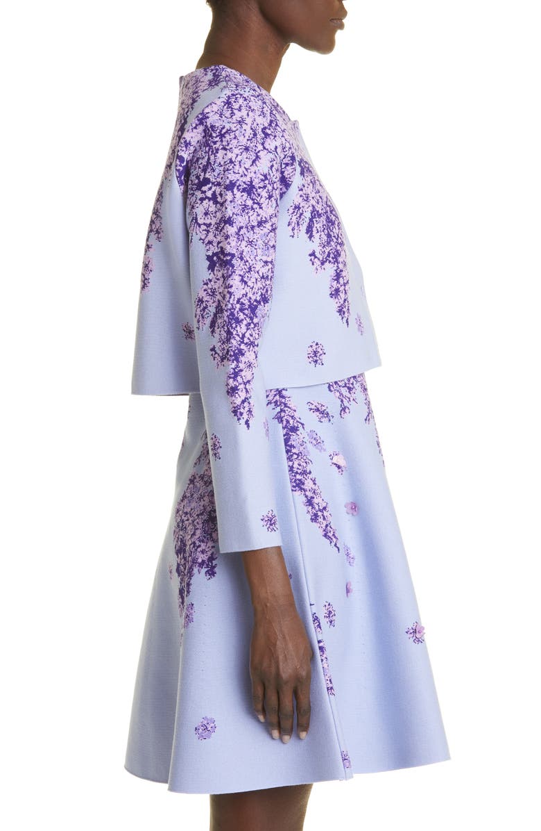 Oscar de la Renta Lilac Jacquard Crop Cardigan, Alternate, color,
