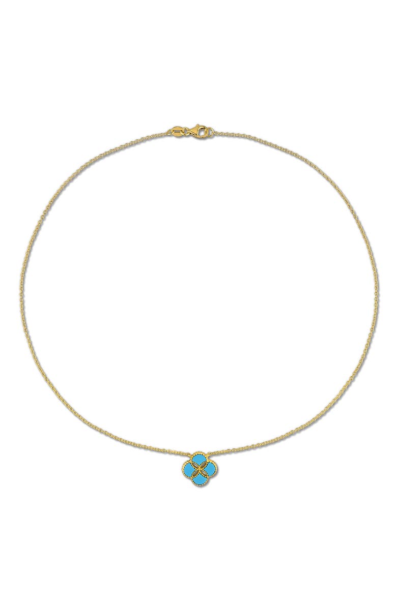 Julianna B. Lab-Created Turquoise Clover Flower Necklace, Alternate, color, Created Turquoise