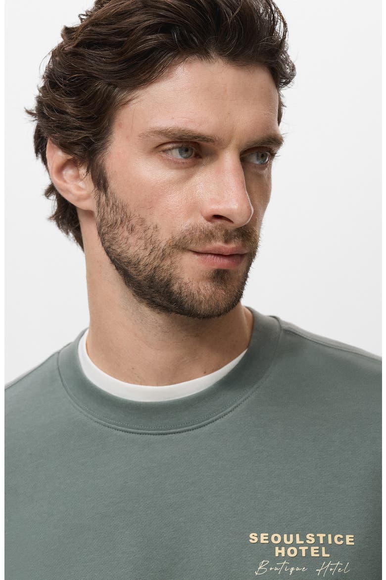 Seoulstice Hotel Graphic Sweatshirt, Alternate, color, GREEN