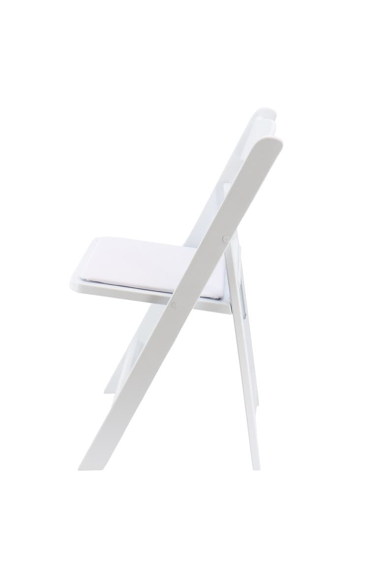 4 Piece Plastic Folding Resin Chair in White with Removable Seat Pad, Alternate, color, White