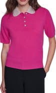 KARL LAGERFELD PARIS Beaded Collar Wool Blend Sweater