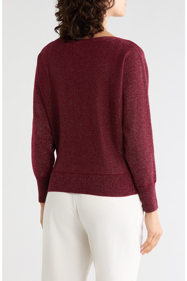 Metallic Boatneck Sweater, Alternate, color, BORDEAUX