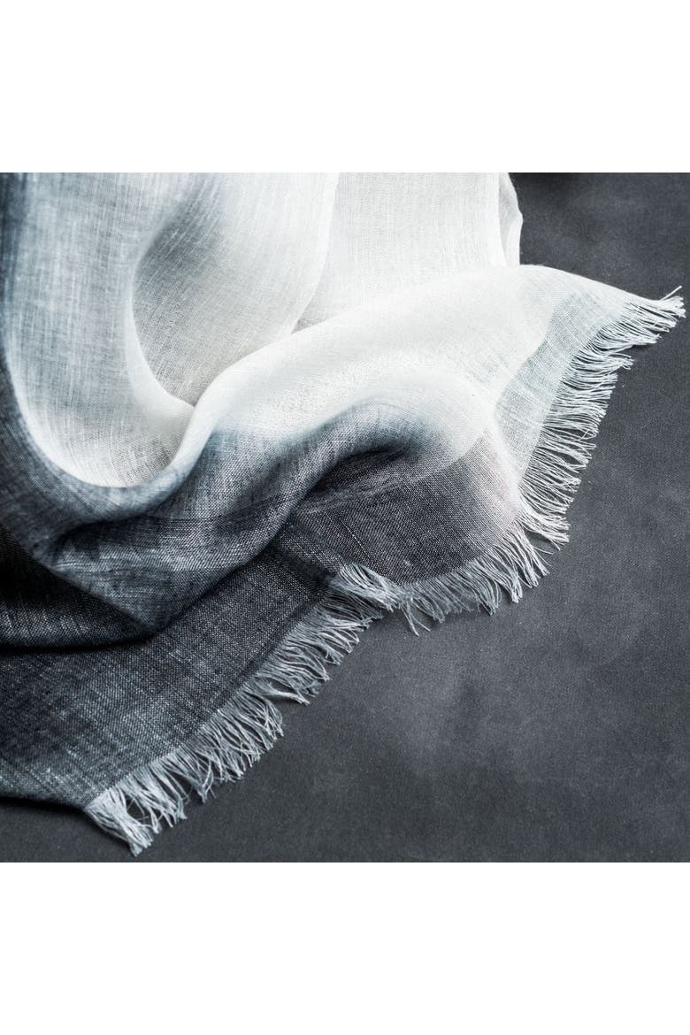 Granite Black White Ombre Linen Silk Handloom Scarf, Alternate, color, Black/White