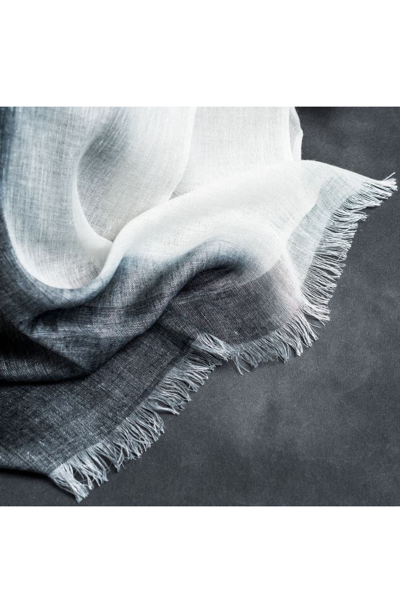 Studio Variously Granite Black White Ombre Linen Silk Handloom Scarf, Alternate, color, Black/White
