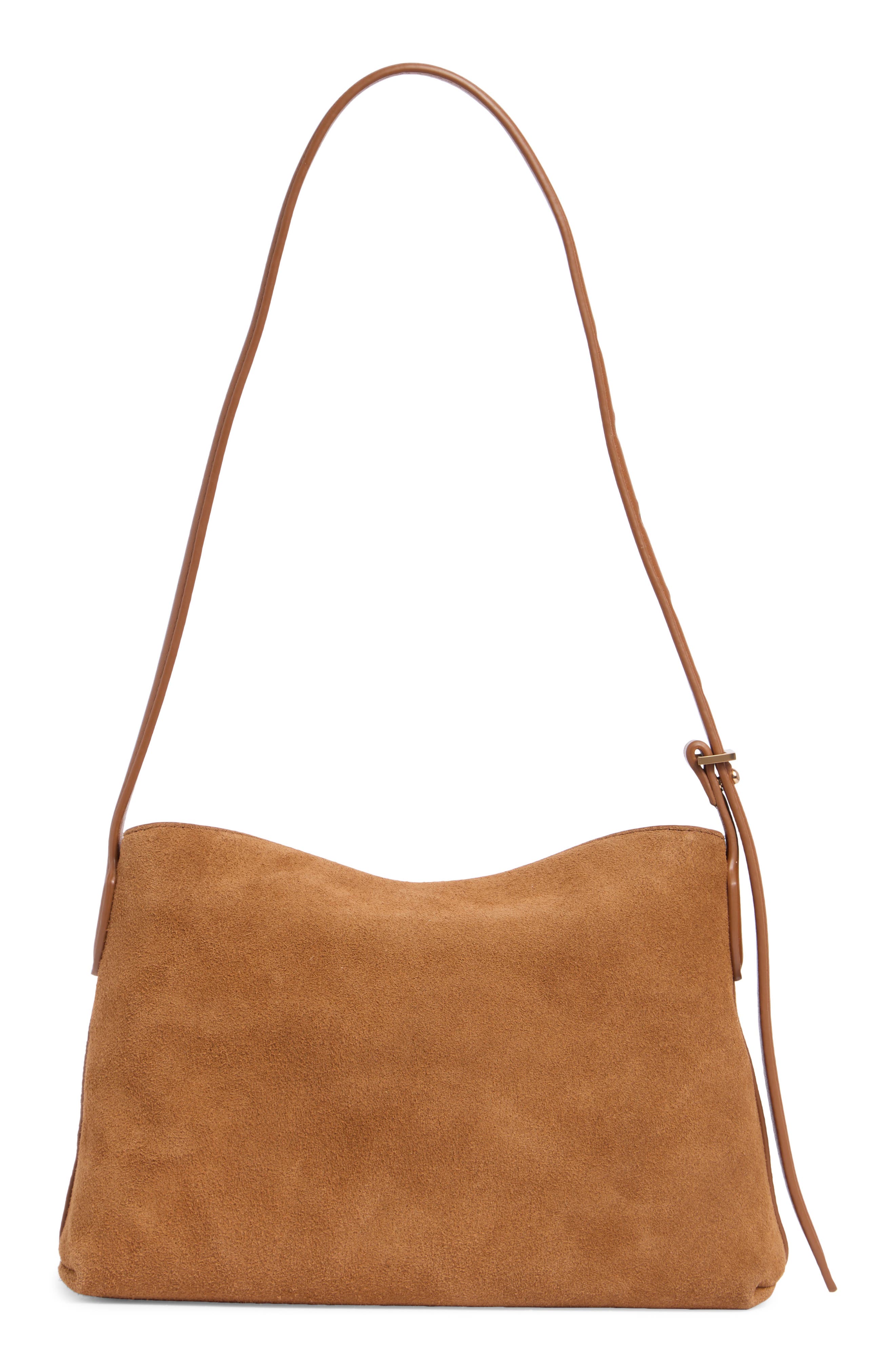 Sam Edelman Harlyn Suede Shoulder Bag, Alternate, color, Caramel