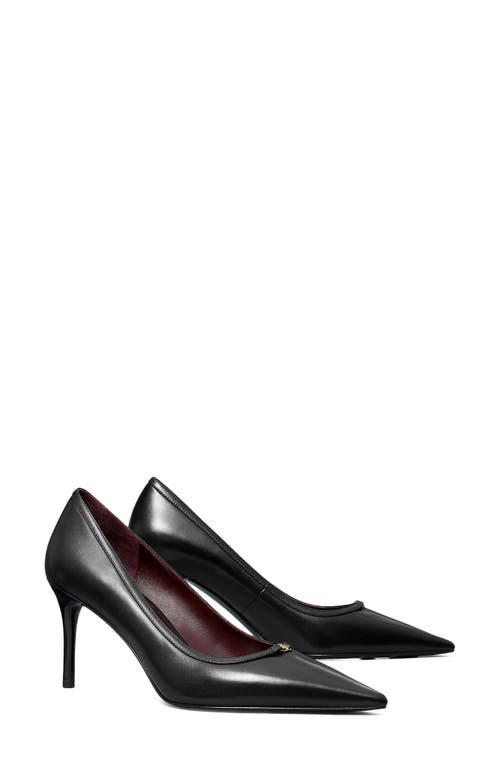 Tory Burch Double T Buckle Pointed Toe Pump In Black