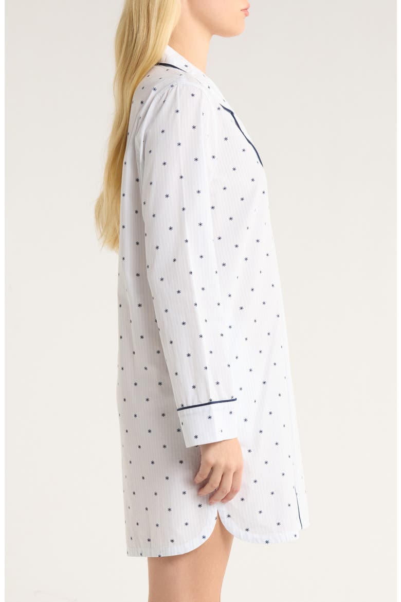 Classic Piped Cotton Nightshirt, Alternate, color, BLUE- NAVY SNOWFLAKE STRIPE