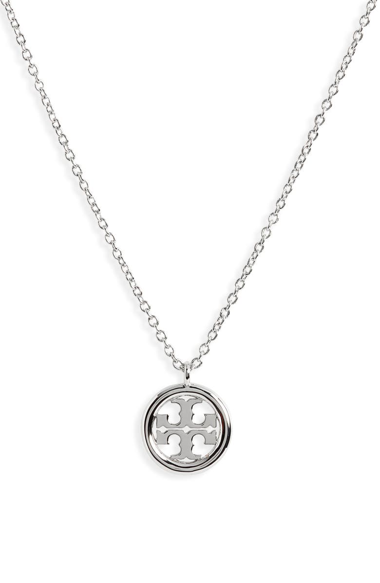 Tory Burch Icon Circle Pendant Necklace, Main, color, 