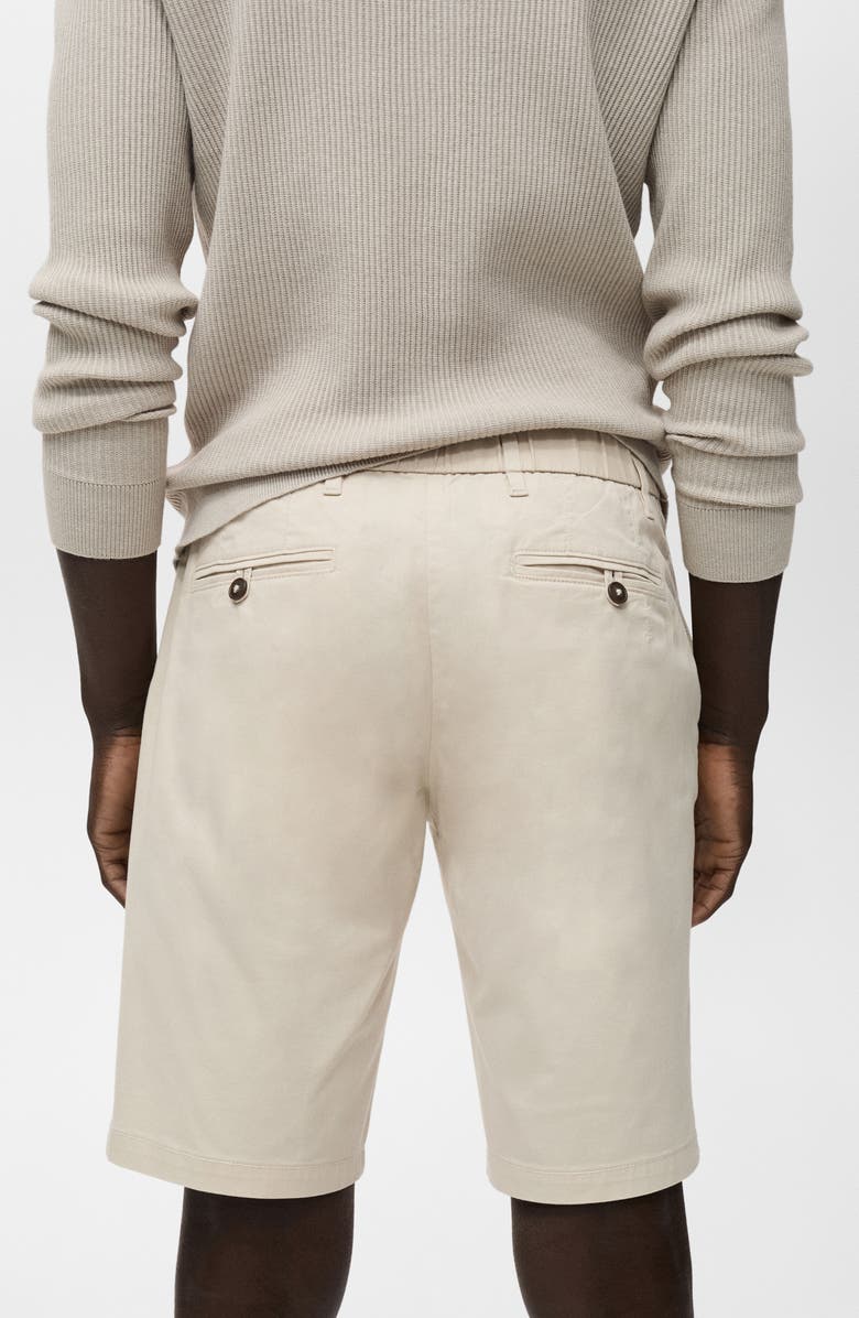 MANGO Flat Front Stretch Cotton Bermuda Shorts, Alternate, color, Beige