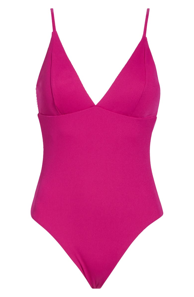 Becca V-Neck Underbust One Piece Swimsuit, Alternate, color, Pomegranate