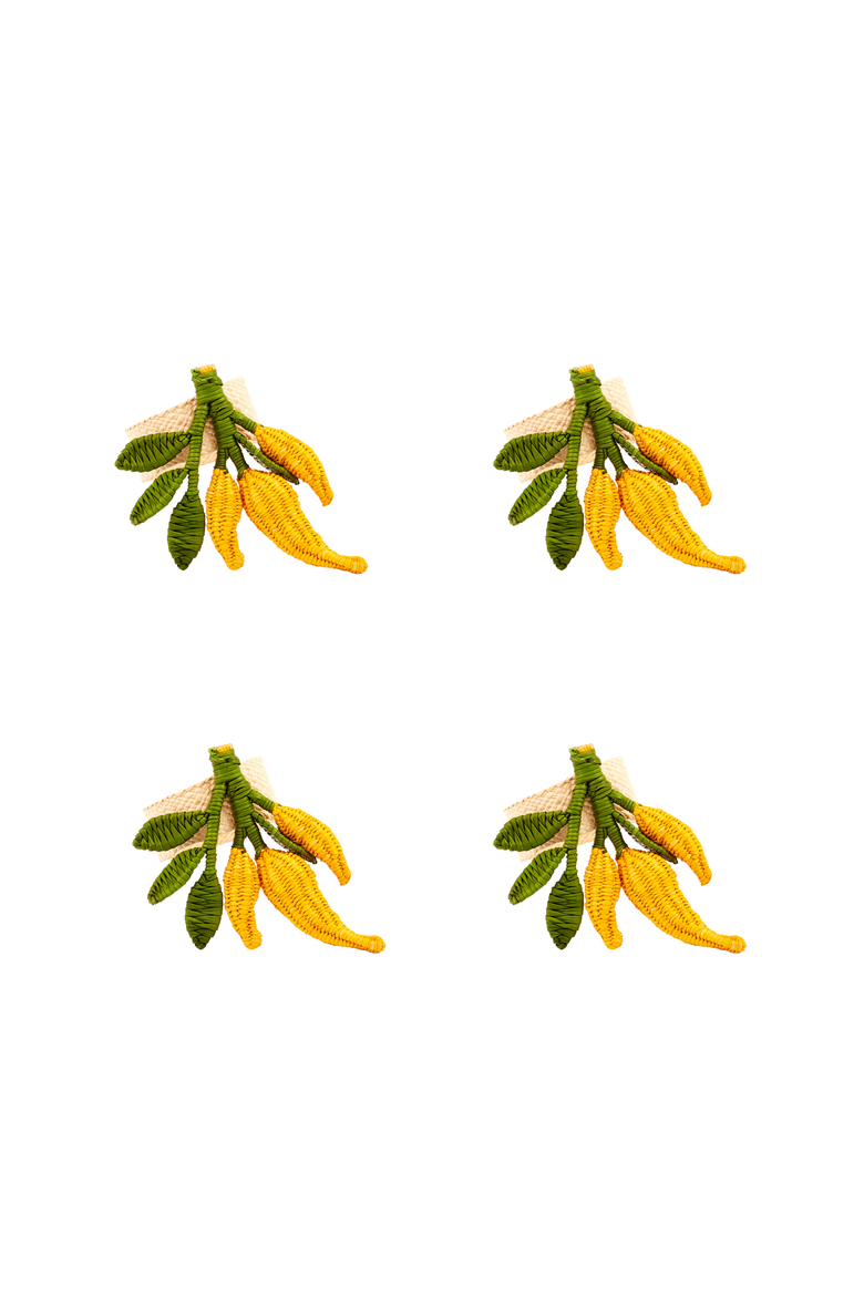 Yellow Chili Pepper Napkin Ring - Set of 4, Main, color, Yellow