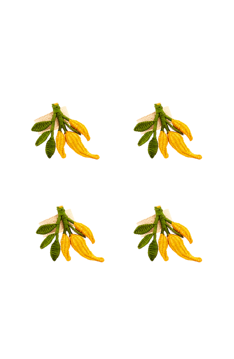 Coro Cora Yellow Chili Pepper Napkin Ring - Set of 4, Main, color,