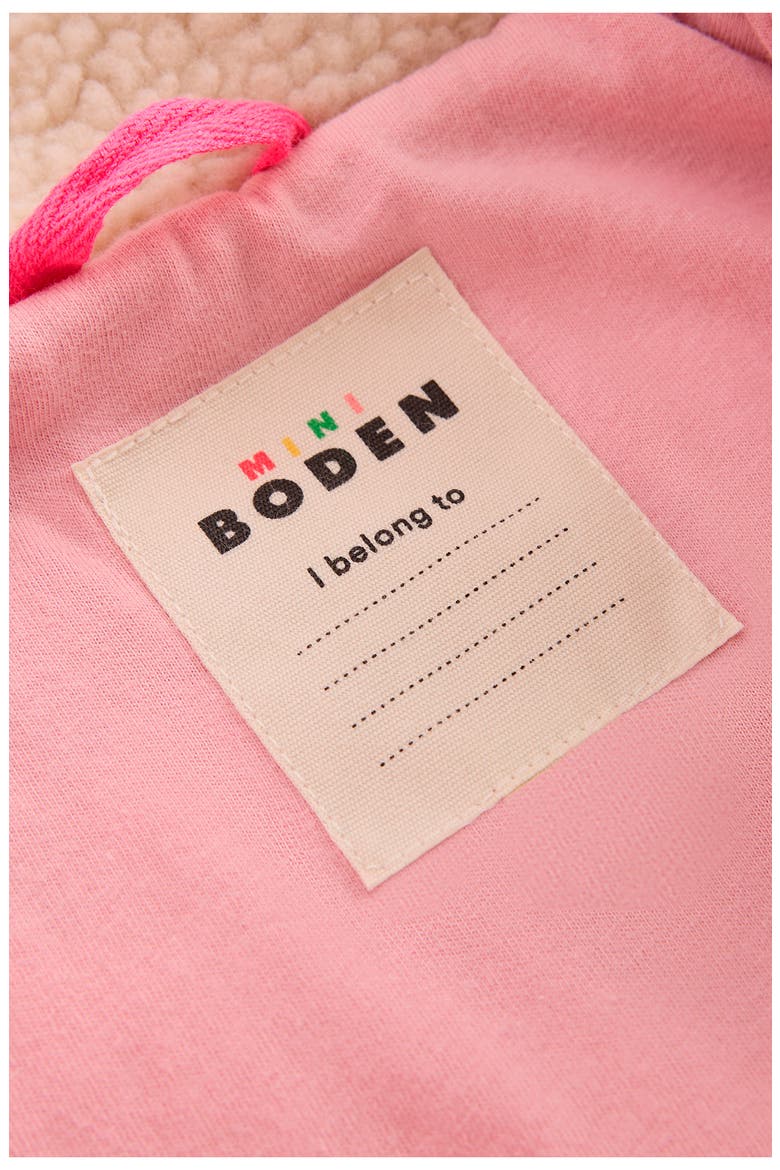 Kids' Collared High-Pile Fleece Jacket, Alternate, color, IVORY BORG LOGO
