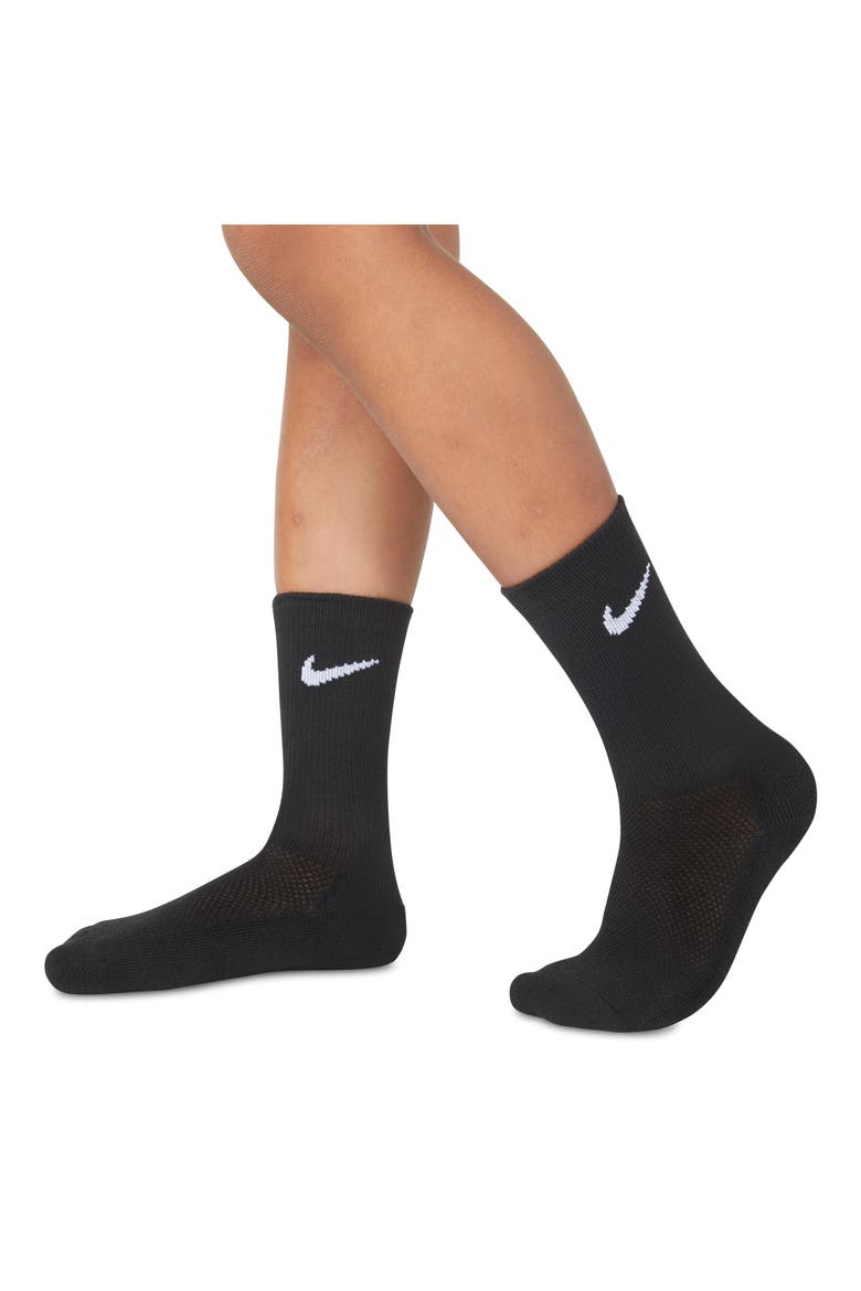 Mesh Cushioned Crew Socks - Pack of 6, Alternate, color, BLACK