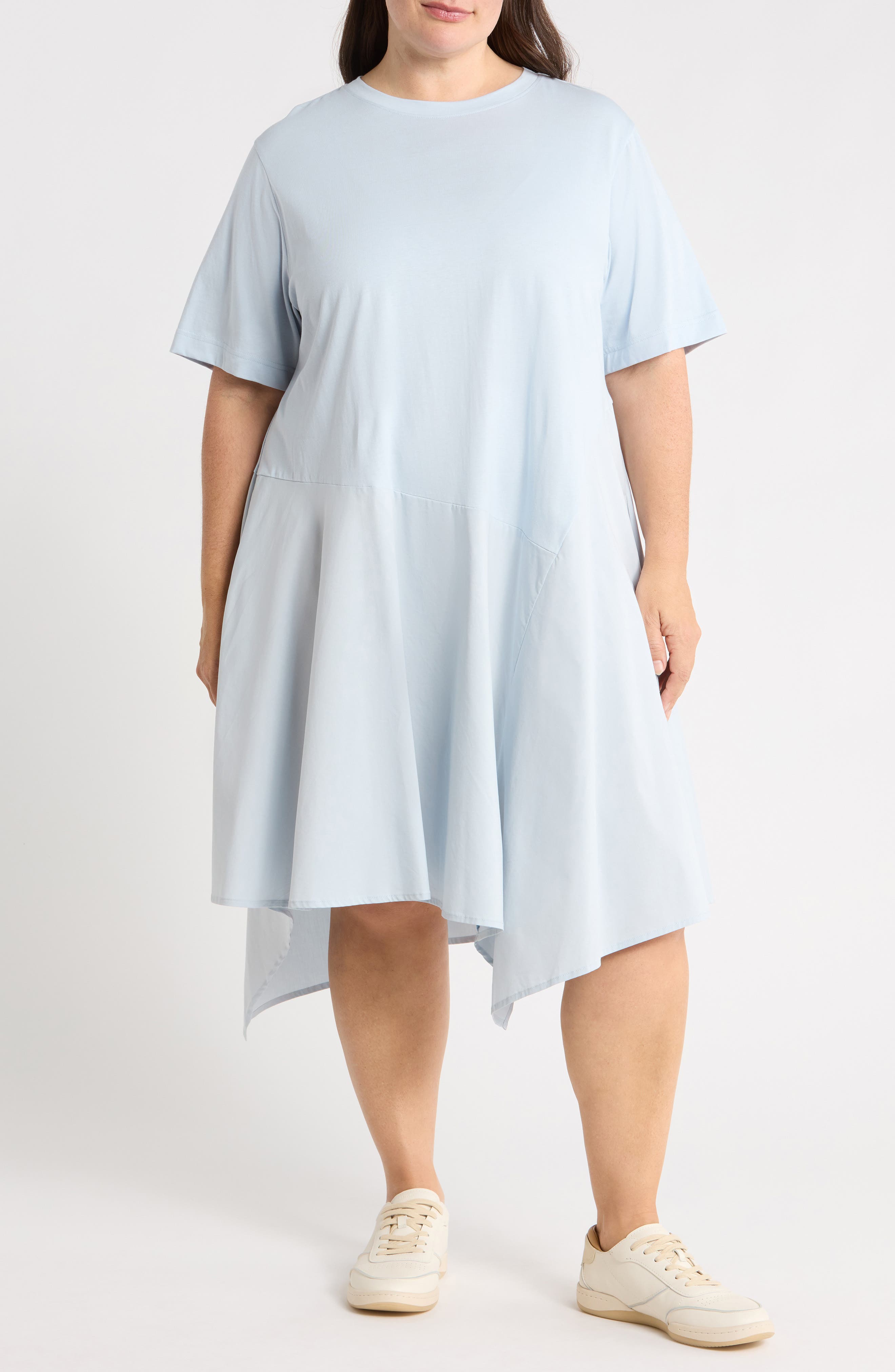 Asymmetric Poplin Mixed Media Dress