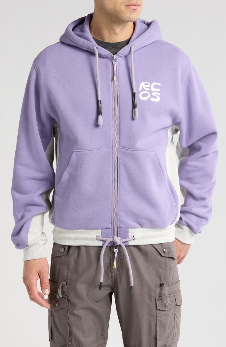 RC Outdoor Supply Stack Logo Graphic Zip-Up Hoodie, Alternate, color, Lavender