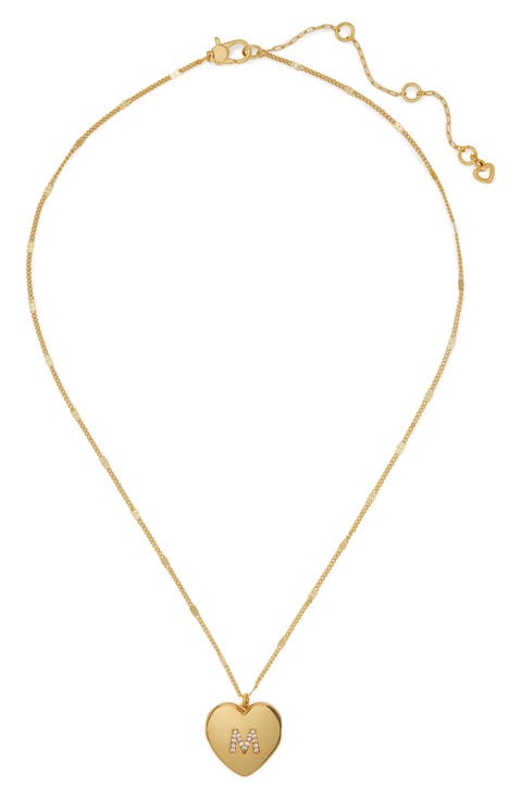 crystal initial heart locket necklace