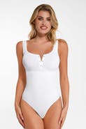 Popilush Shapewear Seamless Modal Henley Tank Bodysuit