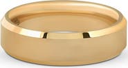 Bliss Diamond Mens Gold Plated Tungsten Ring 6mm Comfort Fit Brushed Beveled Edge Wedding Band
