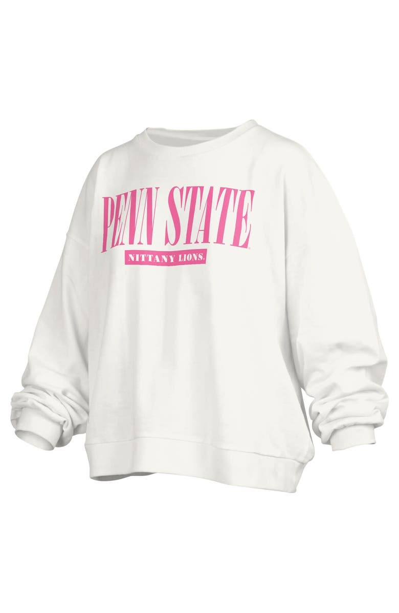 PRESSBOX Women's Pressbox White Penn State Nittany Lions Sutton Janise Waist Length Oversized Pullover Sweatshirt, Alternate, color,