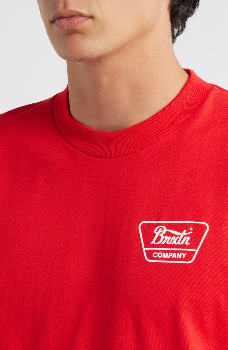 Brixton Linwood Cotton Logo Graphic T-Shirt, Alternate, color, Fuji Red/ White