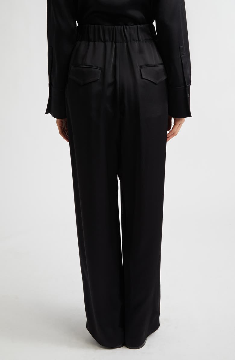 Jil Sander Pleated Satin Wide Leg Pants, Alternate, color, Black