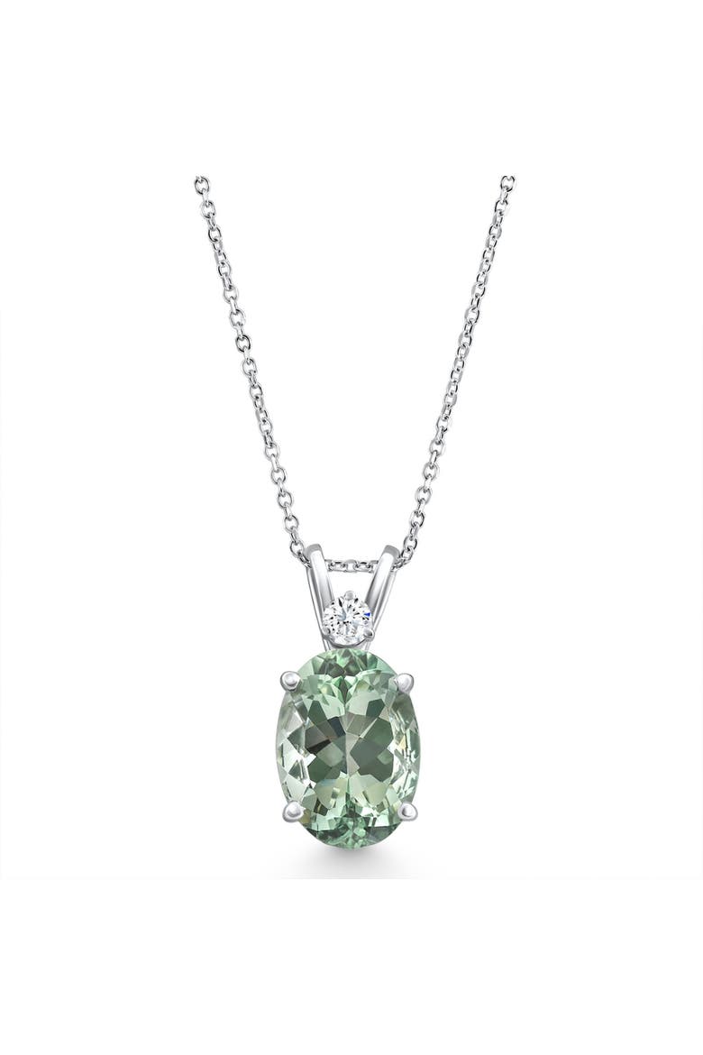 Oval Green Amethyst Diamond Pendant Women's Necklace 18" Gold, Alternate, color, 14k White Gold