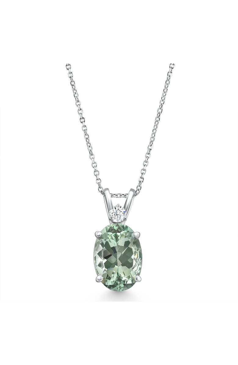 Bliss Diamond Oval Green Amethyst Diamond Pendant Women's Necklace 18" Gold, Alternate, color, 14K White Gold