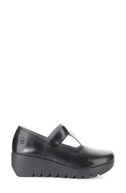 Fly London Veka T-strap Platform Wedge Pump In Black
